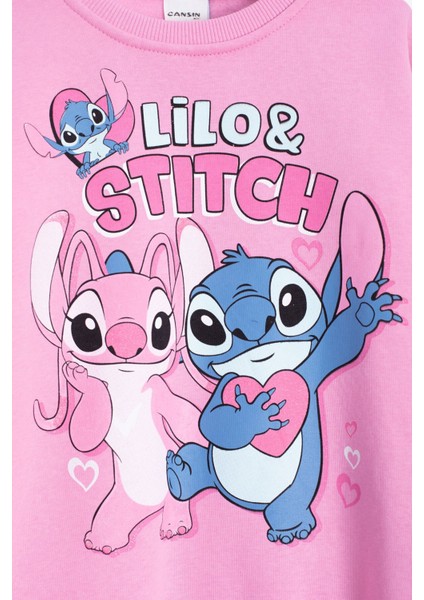 Pembe Sevimli Simli Karakter Baskı Şardonlu Kız Çocuk Eşofman Takım 23294 fiyatları