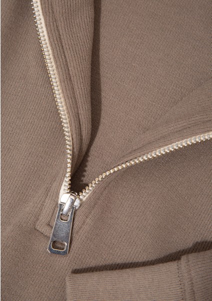 Yarı Fermuarlı Bej Sweatshirt 0S10483-70380
