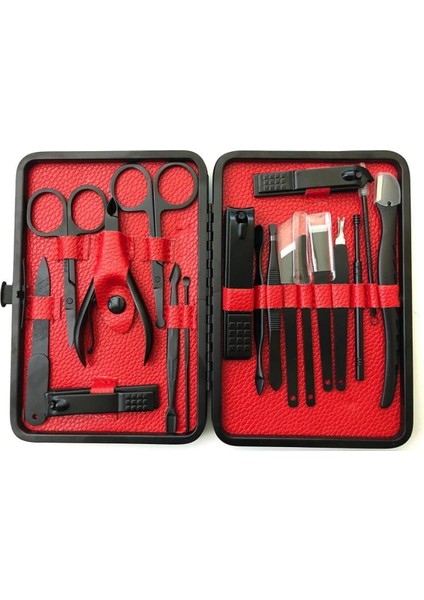 Deri Çantalı Siyah Paslanmaz Çelik 17 Parça Manikür Pedikür Seti - M329B352-N55329 indirimleri