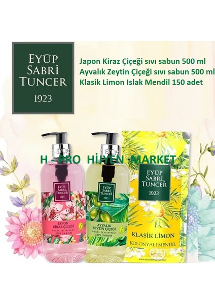 2 Çeşit Sıvı Sabun 500 ml ve Islak Mendil 150 Adet