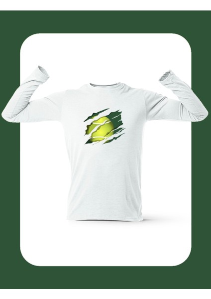 Tennis Craw Uzun Kollu Beyaz T-Shirt
