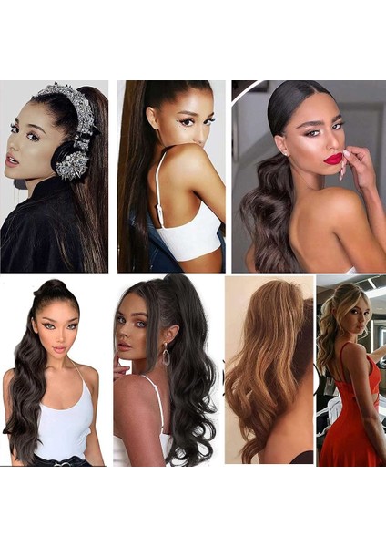 Lastik Tokalı At Kuyruğu Su Dalgalı / Kumral Beyaz Platin Röfle modelleri