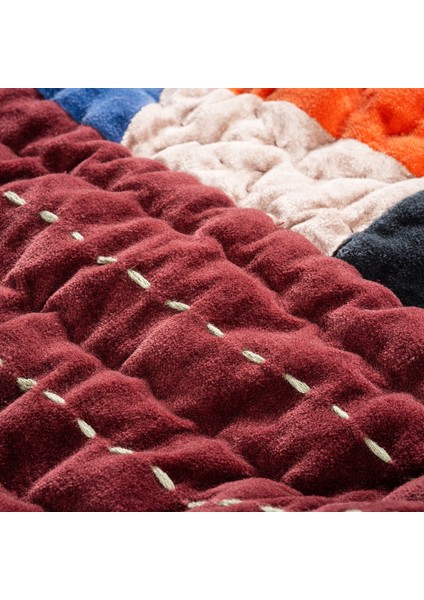 Okhla El İşi Kapitoneli Kıng Sıze Pamuk Kadife Yatak Örtüsü Seti 260x280 Cm Renkli indirimleri