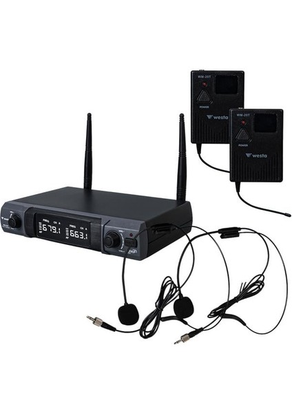 WM-202T 1 Alıcı + 2 Yaka (Lavalier) Kablosuz Uhf Mikrofon Seti