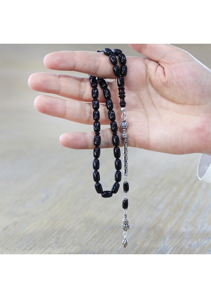 925 Ayar Gümüş Kral Zincir Püsküllü Özel Kesim Koyu Kırmızı Ateş Kehribar Tesbih modelleri