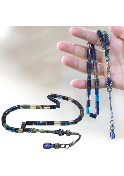 1000 Ayar Gümüş Kazaz Püsküllü Kesme Kesim Mavi Beyaz Ateş Kehribar Tesbih fiyatları