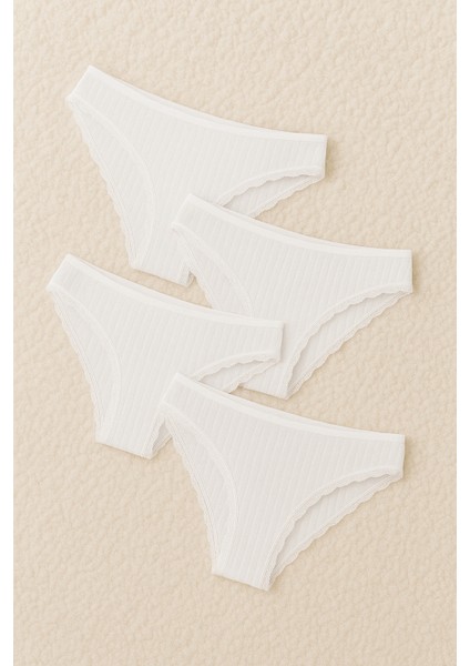 Kadın Iç Giyim Dantel Detaylı Viskon 4 Adet Bikini Külot LL.42.ILK14.001