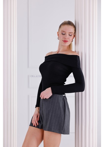 Madonna Yaka Uzun Kollu Fitilli Kadın Bluz modelleri