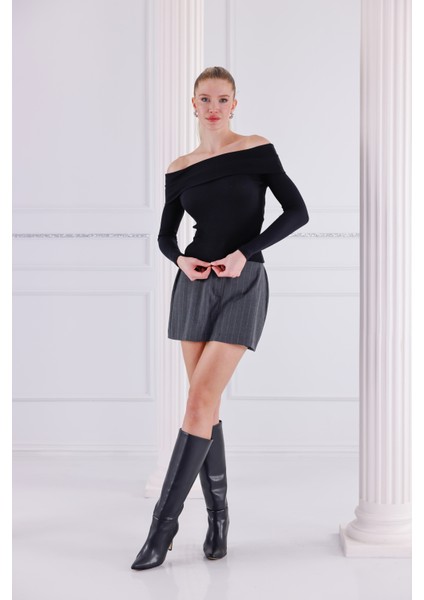 Madonna Yaka Uzun Kollu Fitilli Kadın Bluz