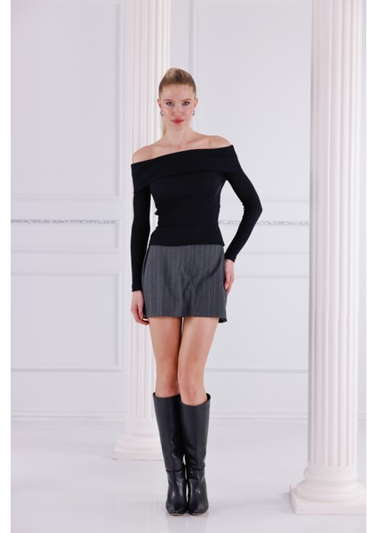 Madonna Yaka Uzun Kollu Fitilli Kadın Bluz