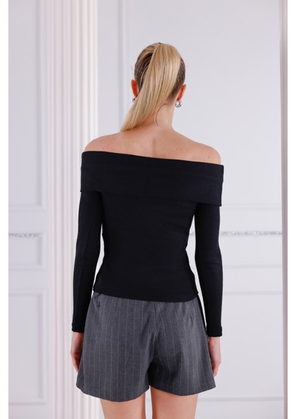 Madonna Yaka Uzun Kollu Fitilli Kadın Bluz