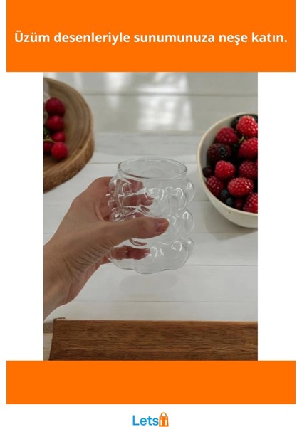 Üzüm Desenli Şeffaf Cam 60 ml Minik Içecek Bardakları 6 Adet fiyatları