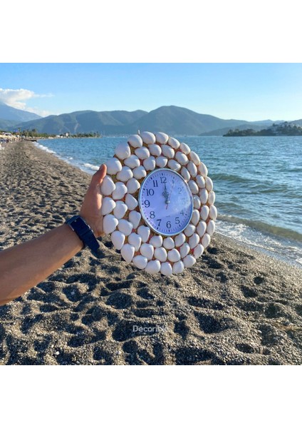 Beyaz Deniz Kabuklu El Yapımı Dekoratif Duvar Saati fiyatları