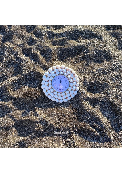Beyaz Deniz Kabuklu El Yapımı Dekoratif Duvar Saati indirimleri