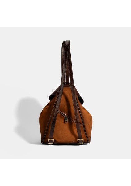 Kadın Taba Süet Deri Sırt Çantası modelleri