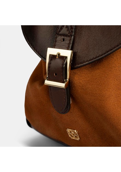 Kadın Taba Süet Deri Sırt Çantası