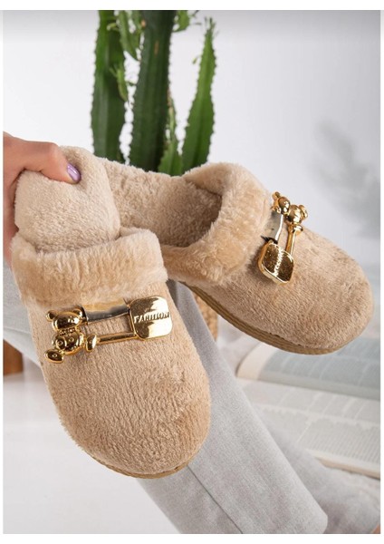 Ayıcık Tokalı Kadın Kışlık Günlük Ev Terliği