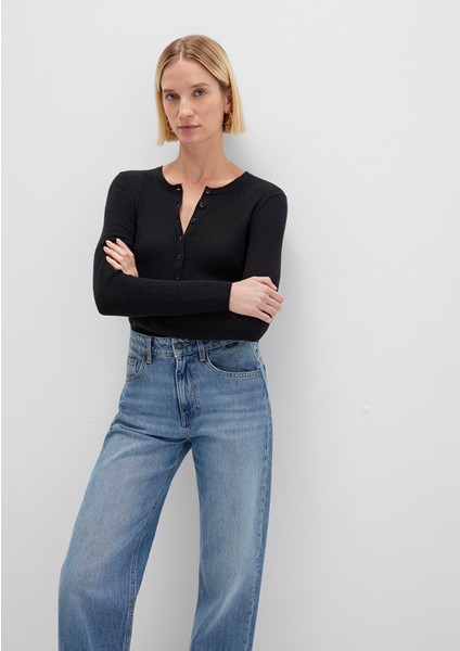 Yün Karışımlı Düğme Detaylı Antrasit Kazak 1710730-80023