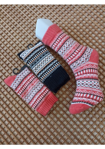 Desenli Kalın Viskon Elit 2' Li Kadın Çorap