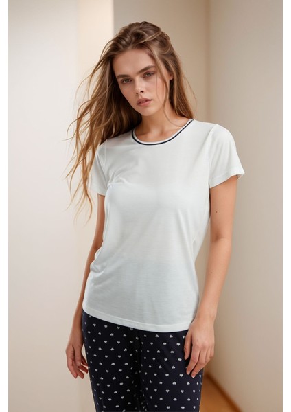 Kadın Giyim Alt & Üst Ikili Puantiye Detaylı Pijama Takımı LL.AR01.NE00.TT03