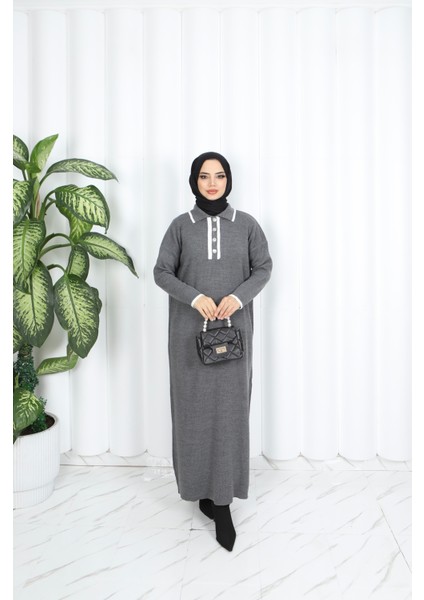 Polo Yaka Triko Elbise