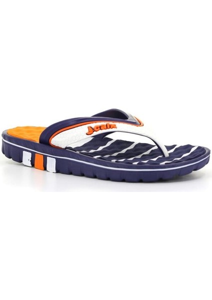 Zenne G535 Masajlı Parmak Arası Terlik Lacivert - Turuncu 37 Numara