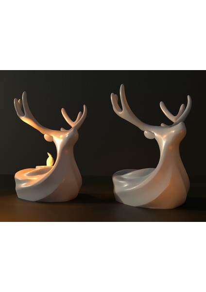 Nordic Deer Mumluk | Zarif Geyik Tasarım (Mum Dahil, Tekli Ürün)