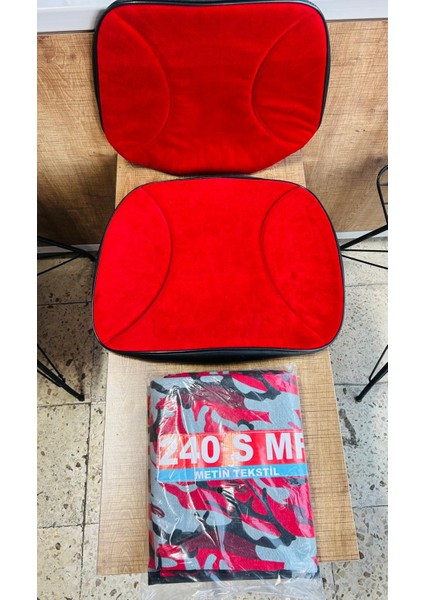 Massey Ferguson 240 Kırmızı Desen Asgari Branda ve Düz Kırmızı Koltuk Kılıfı Takım