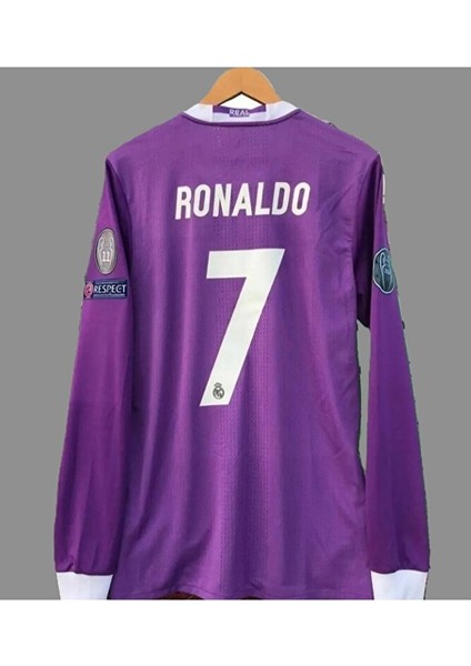 Cristiona R,o,n,a,l,d,o, Mor Real.madrid. 2017 Cardif Ligi Uzun Kollu Yetişkin Futbol FORMASI7674446