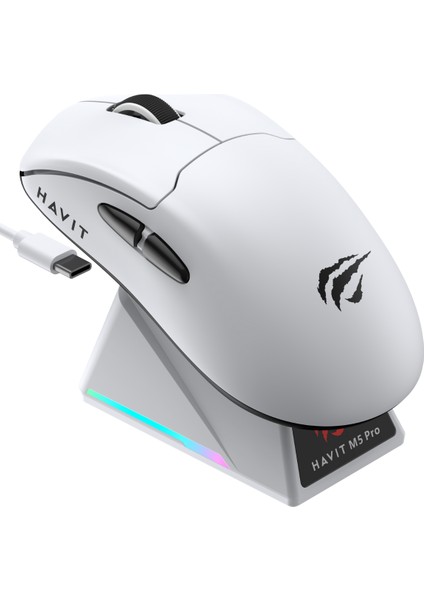 Gamenote M5 Pro Superlight Kablosuz Gaming Mouse - 30.000 Dpı, PAW3950 - Rgb Şarj Standlı - Ekranlı