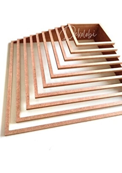 Kare Makrome Düş Kapanı Kasnak Seti 10'lu 6 mm Kalınlık Ham MDF Renkli Tasarım