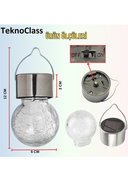 Solar Güneş Enerjili Kırık Cam Desen Aplik LED Lamba Bahçe Veranda Şık Peyzaj Aydınlatması 1 Adet
