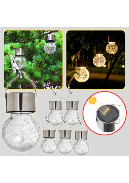 Solar Güneş Enerjili Kırık Cam Desen Aplik LED Lamba Bahçe Veranda Şık Peyzaj Aydınlatması 1 Adet