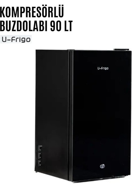 Karavan/tekne Buzdolabı 90 Litre 12V/24V - Tamperli Cam Kapak - Siyah