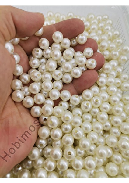 Krem Renk Plastik İnci Boncuk Takı Yapımında Kullanım İçin 500 GR 10 MM A Kalite modelleri