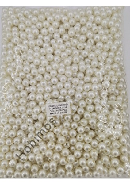 Krem Renk Plastik İnci Boncuk Takı Yapımında Kullanım İçin 500 GR 10 MM A Kalite fırsatları
