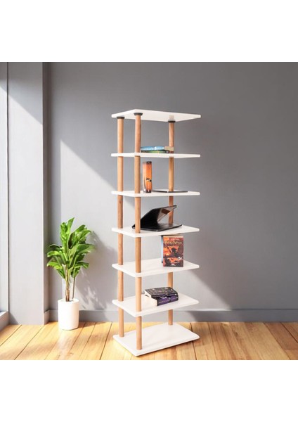 Pia 7 Raflı Kitaplık Çok Amaçlı Dolap