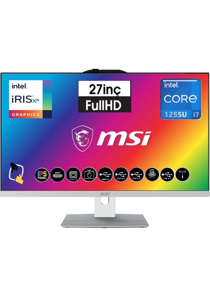Msı Modern AM272P 12M-1251XTR Intel Core I7-1255U 16GB 1 Tb SSD Windows 11 Pro 27" Fhd All In One Bilgisayar Csrtech