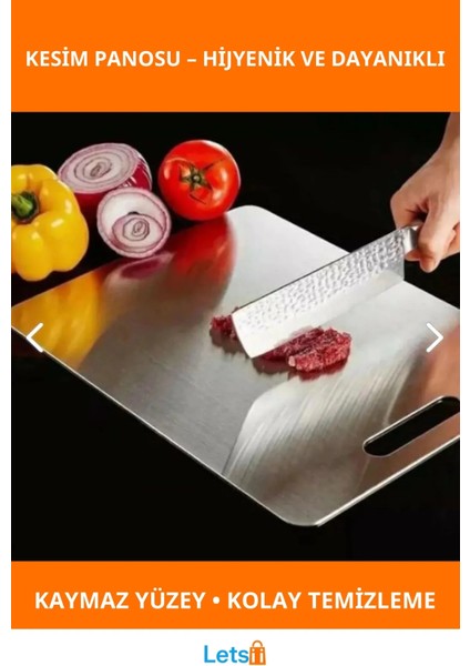 Paslanmaz Çelik Dayanıklı Kaymaz Kesim Panosu 25X35 cm