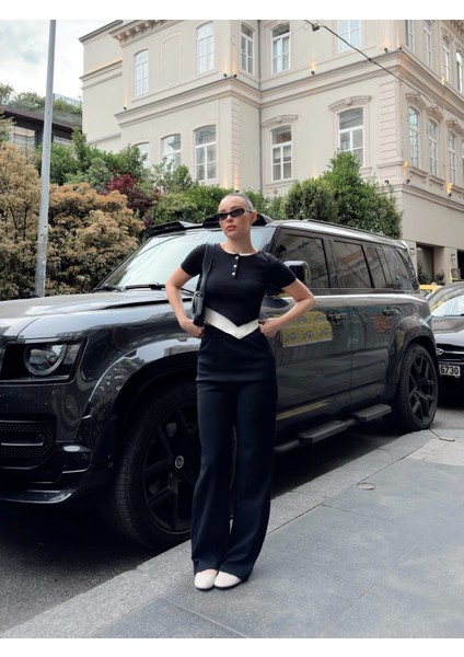 Düğme Yakalı Siyah Alt Üst Takım S3943 indirimleri