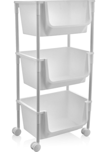 3 Katlı Tekerlekli Plastik Organizer Raf – Çok Amaçlı Mutfak, Banyo ve Ofis Düzenleyici (Beyaz) DC-6821 fırsatları