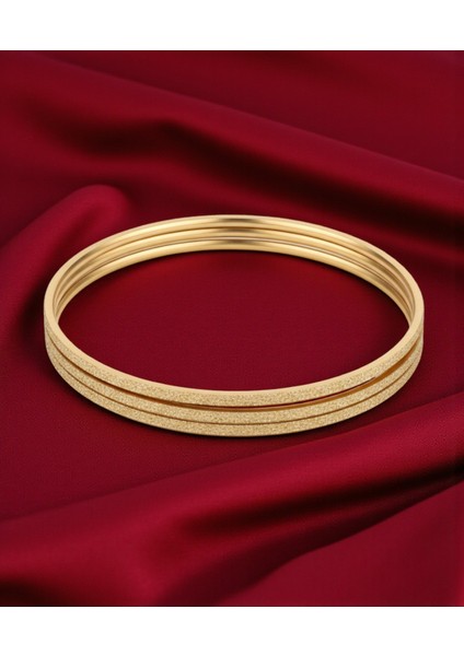 3'lü Simli 22 Ayar Altın Kaplama Ajda Çelik Bilezik modelleri