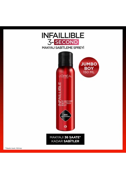 Infaillible 3-Second Jumbo Makyaj Sabitleme Spreyi