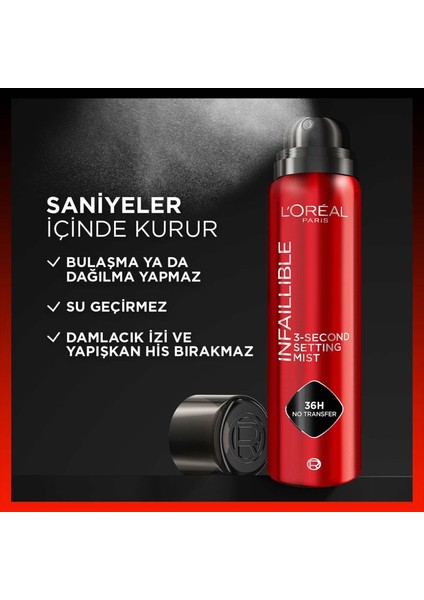 Infaillible 3-Second Jumbo Makyaj Sabitleme Spreyi modelleri