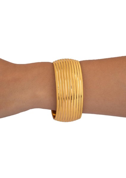 35 Gram (Gr) 40MM Şerit Model Mega Bilezik 22 Ayar Yatırımlık Işçiliksiz