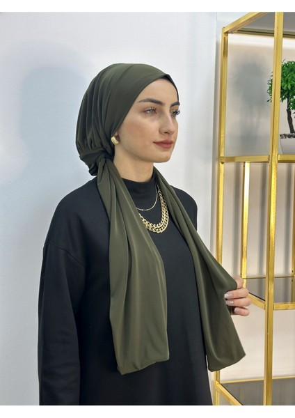 Ithal Kumaş Çıtçıtlı Hazır Şal Iki Sekılde Kullanılır Haki Renk