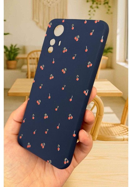 Redmi Note 12S-MİNİ Kiraz Desenli Silikon Darbe Emici Klasik Korumalı Rubber Kılıf modelleri