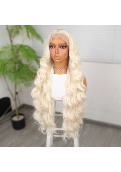 Beyaz Platin Ekstra Uzun Fiber Sentetik Dalgalı Tül Peruk modelleri