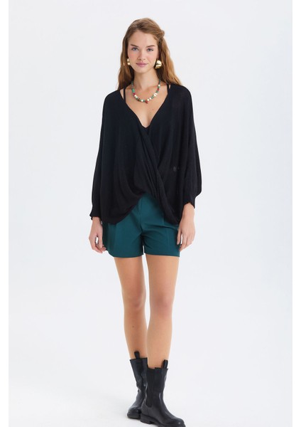 Oversize Bohem Triko Bluz Siyah fiyatları