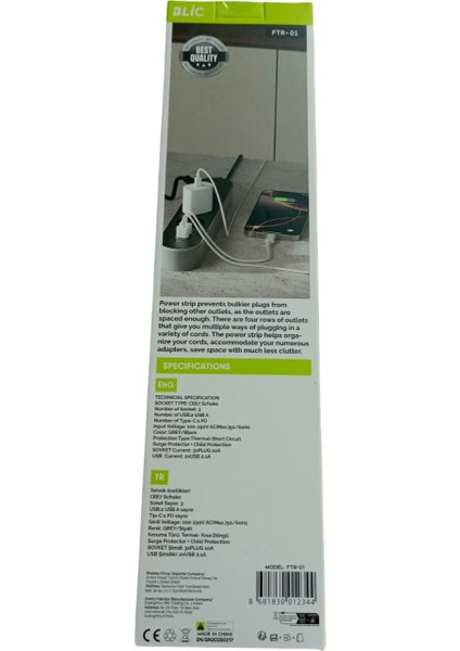 20W Hızlı Şarj Destekli 3'lü Priz ve Çoklu USB Şerit Priz (2500W) modelleri